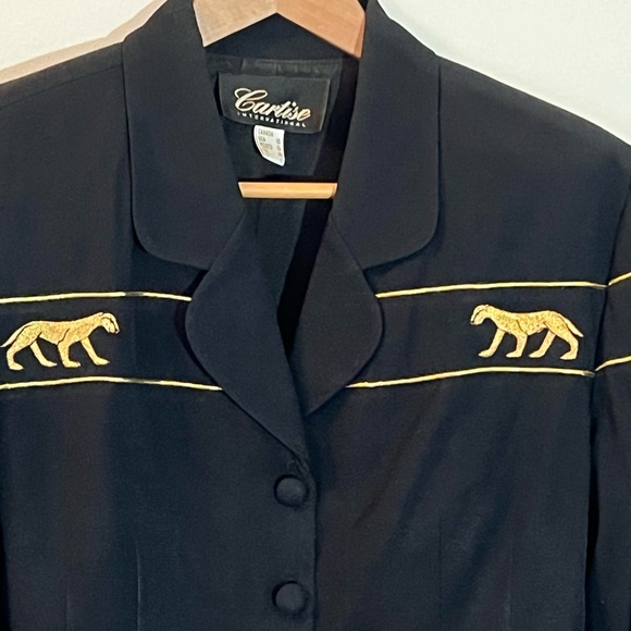 Vintage Embroidered Gold Panther Cropped Jacket - Picture 3 of 13